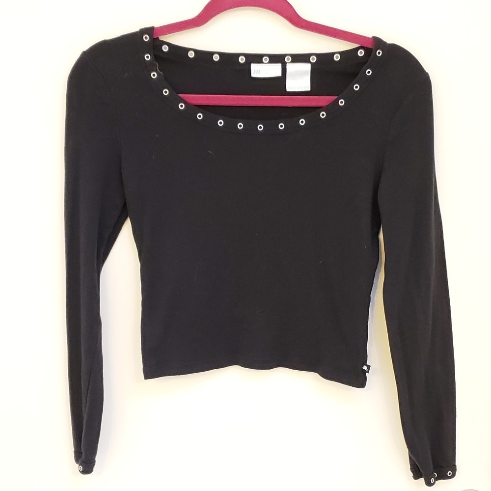 Small J.Lo black Crop top with long sleeves S